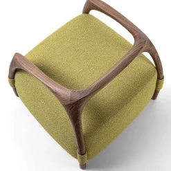 Chassis Poltrona con Struttura in Legno e Rivestimento in Tessuto Verde