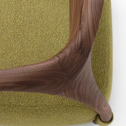 Chassis Poltrona con Struttura in Legno e Rivestimento in Tessuto Verde