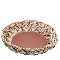 Ciotola centrotavola extra-large beige in ecopelle e corda
