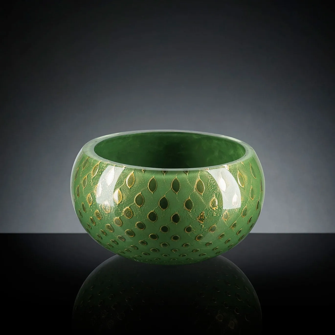 Ciotola decorativa Mocenigo oro e verde scuro