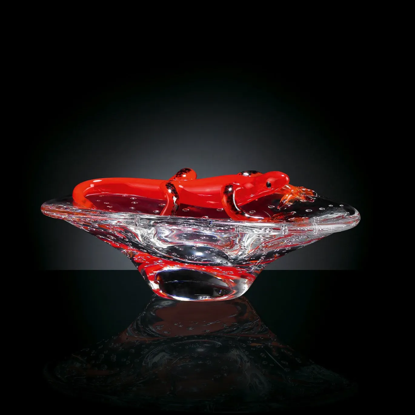 Ciotola rotonda con geco rosso