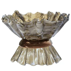 Ciotola scultorea Ballarina in vetro di Murano bronzo e oro rosso effetto marmo