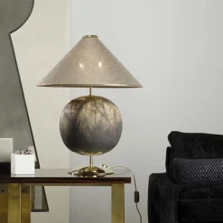 CL2121 Lampada da tavolo in argilla refrattaria e seta