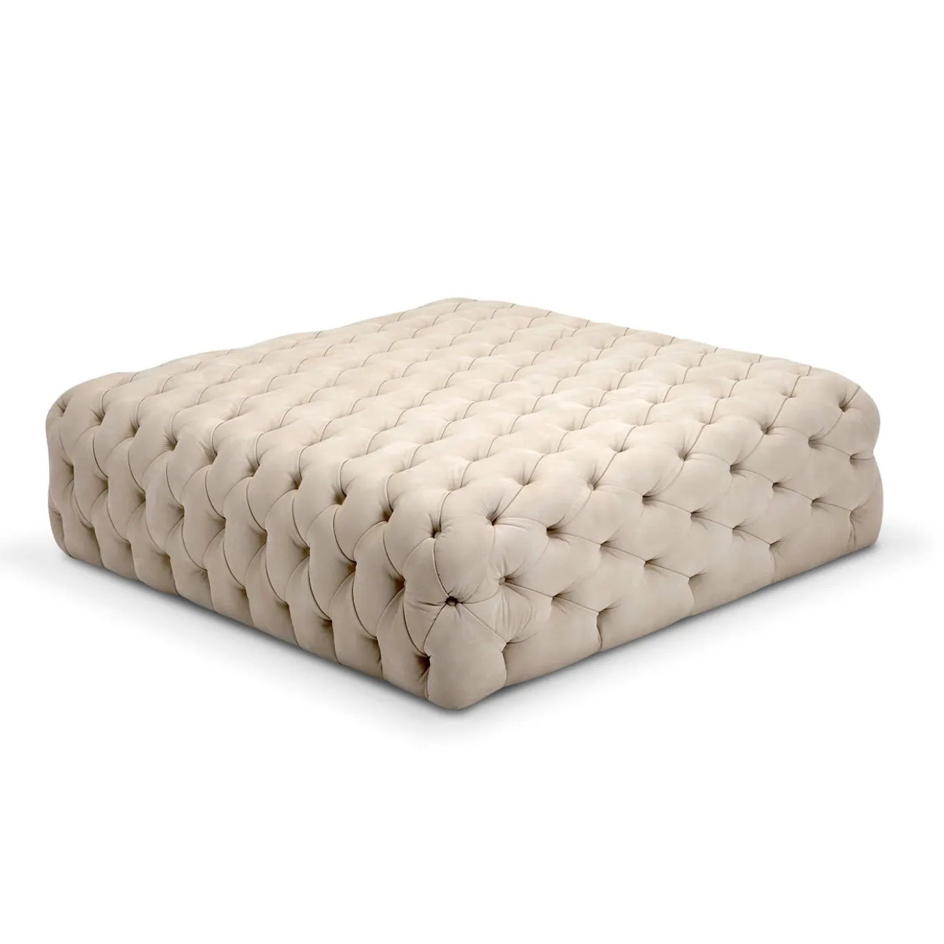 Collezione Malvina - Pouf quadrato grande bianco Capitonnè