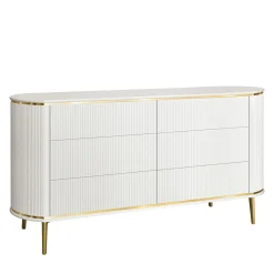 Comò Bianco con Accenti in Metallo Dorato
