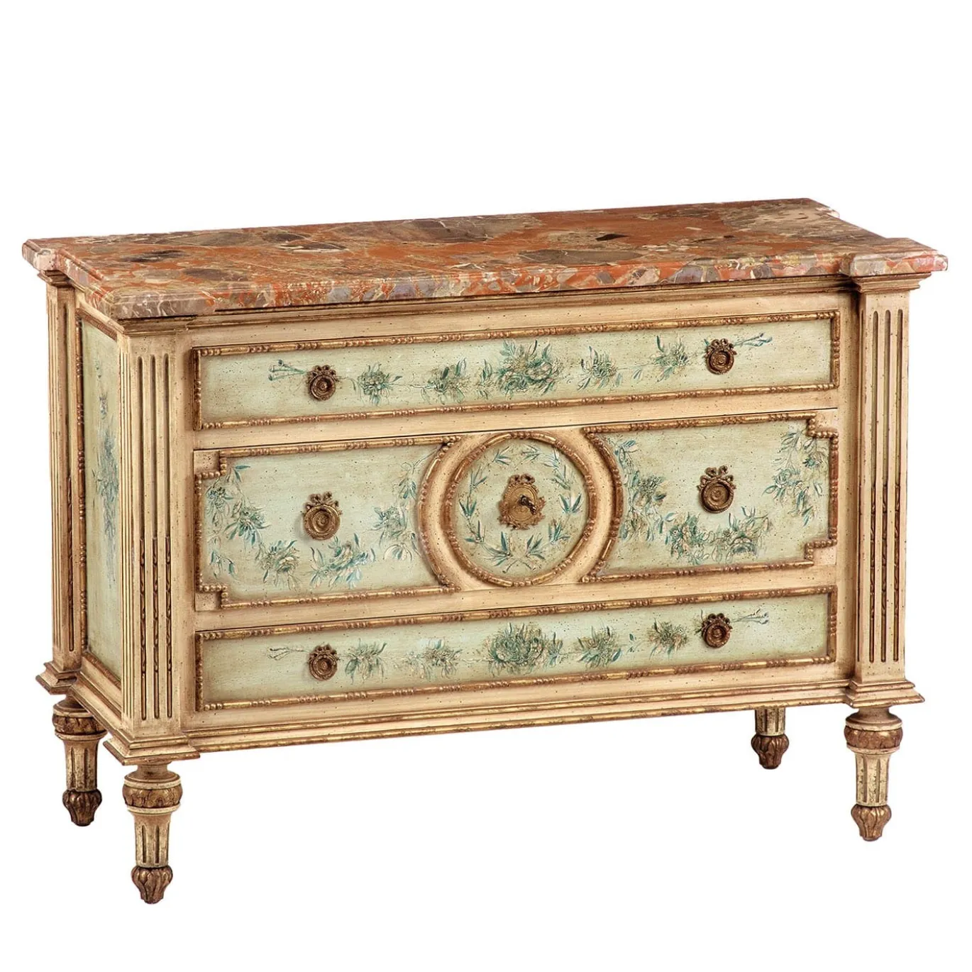 Comò francese in stile neoclassico dipinto a mano