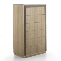 Comò Galileo Lux in pelle e legno eucalipto