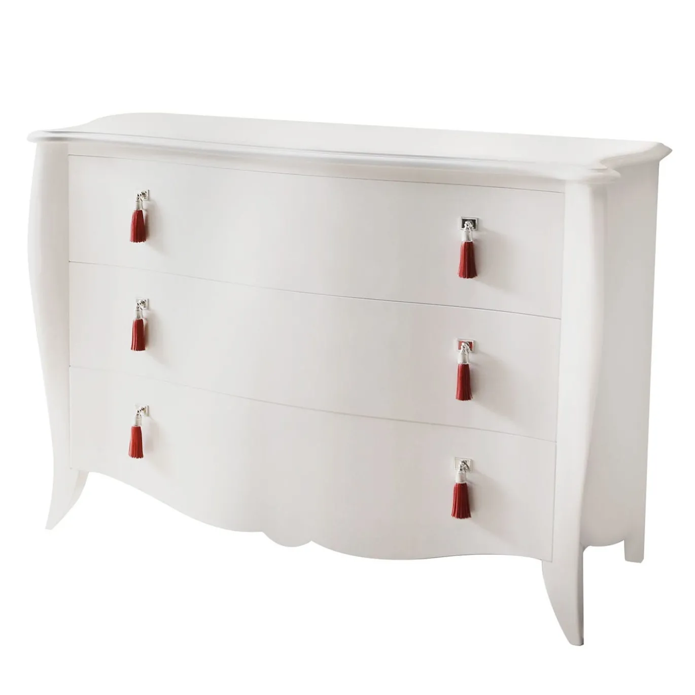 Comò in legno laccato bianco