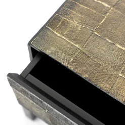 Comò in Legno Nero e Oro