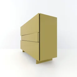 Comò minimalista V in legno laccato giallo