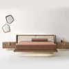 Comodino Book in Noce Canaletto con Base in Vetro