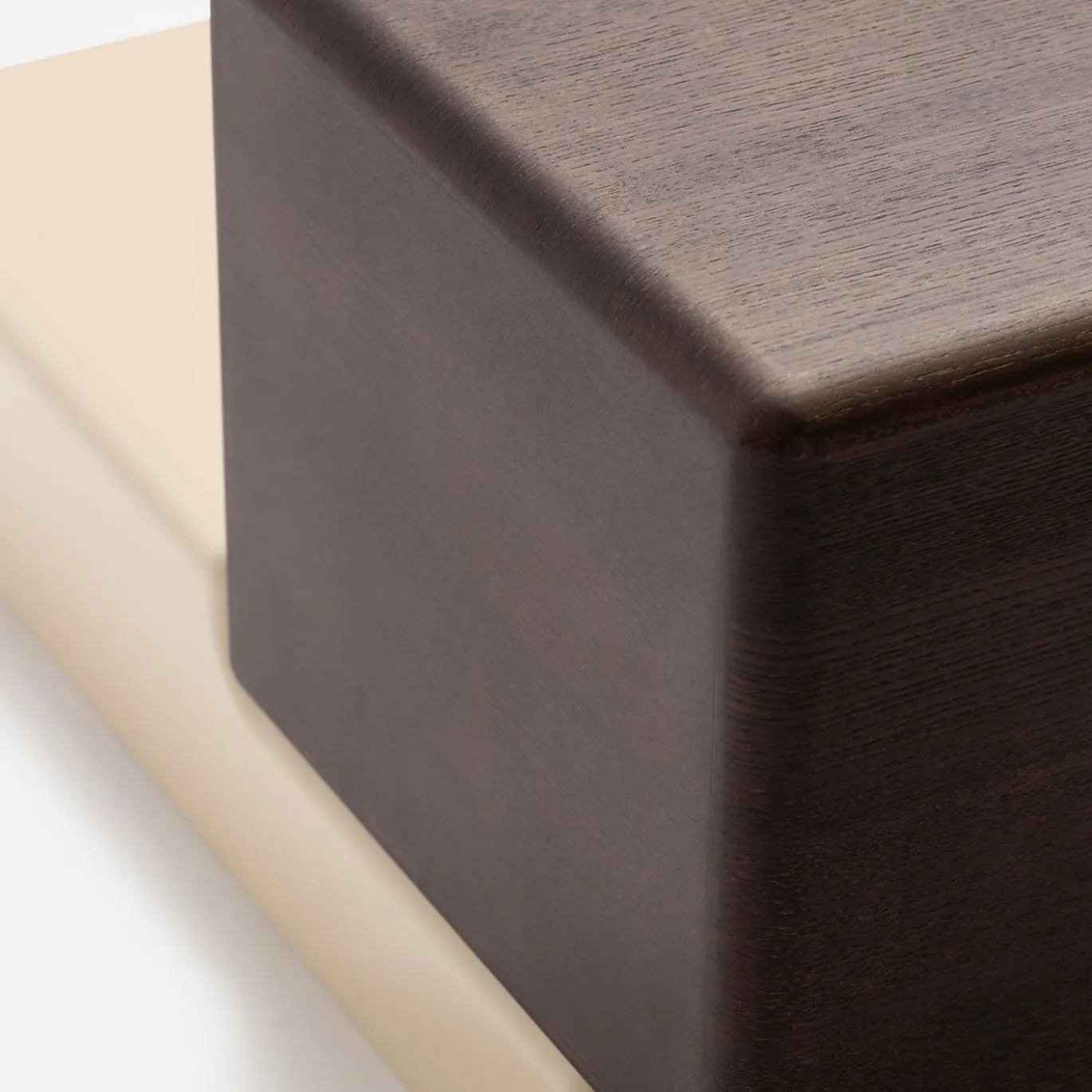Comodino Brick N con Base Laccata Bianca Fumè e Cassetti in Legno Finitura Moka Lucidi