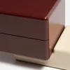 Comodino Brick NL in legno laccato Rosso Amarone e Bianco Fumè
