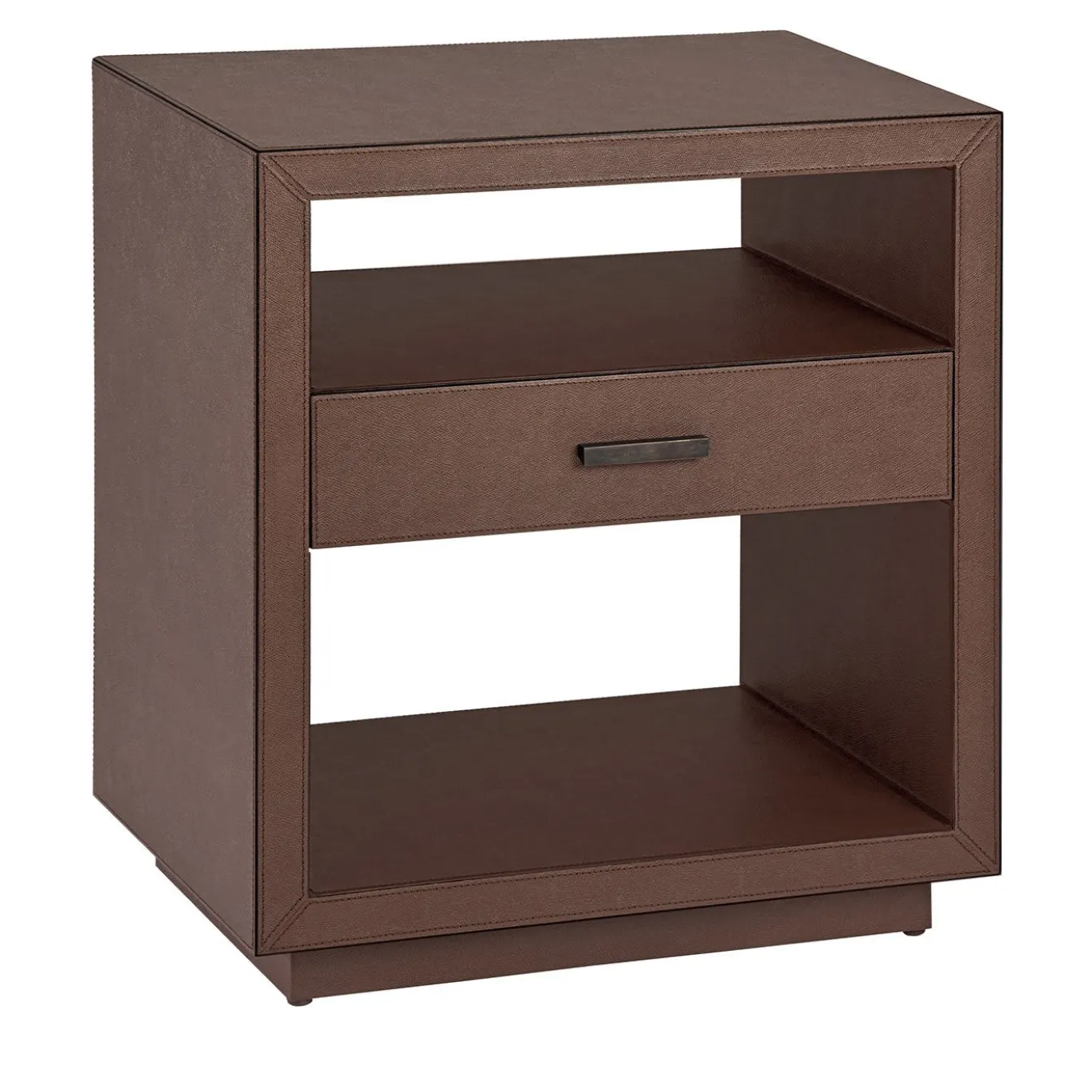 Comodino Carmen con Cassetto in Pelle Marrone