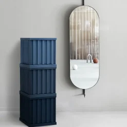 Comodino Curl in MDF Blu Petrolio