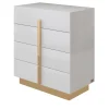 Comodino Flare Bianco con Accenti Dorati
