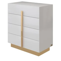 Comodino Flare Bianco con Accenti Dorati