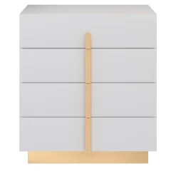 Comodino Flare Bianco con Accenti Dorati