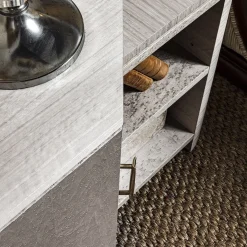 Comodino in acero ed eucalipto