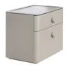 Comodino Kube in pelle color tortora