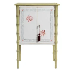 Comodino Lombardia Bamboo con motivi corallo