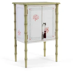 Comodino Lombardia Bamboo con motivi corallo