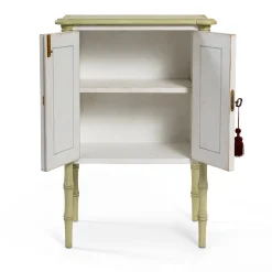 Comodino Lombardia Bamboo con motivi corallo