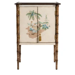 Comodino Lombardia Bamboo con Motivo Chinoiserie