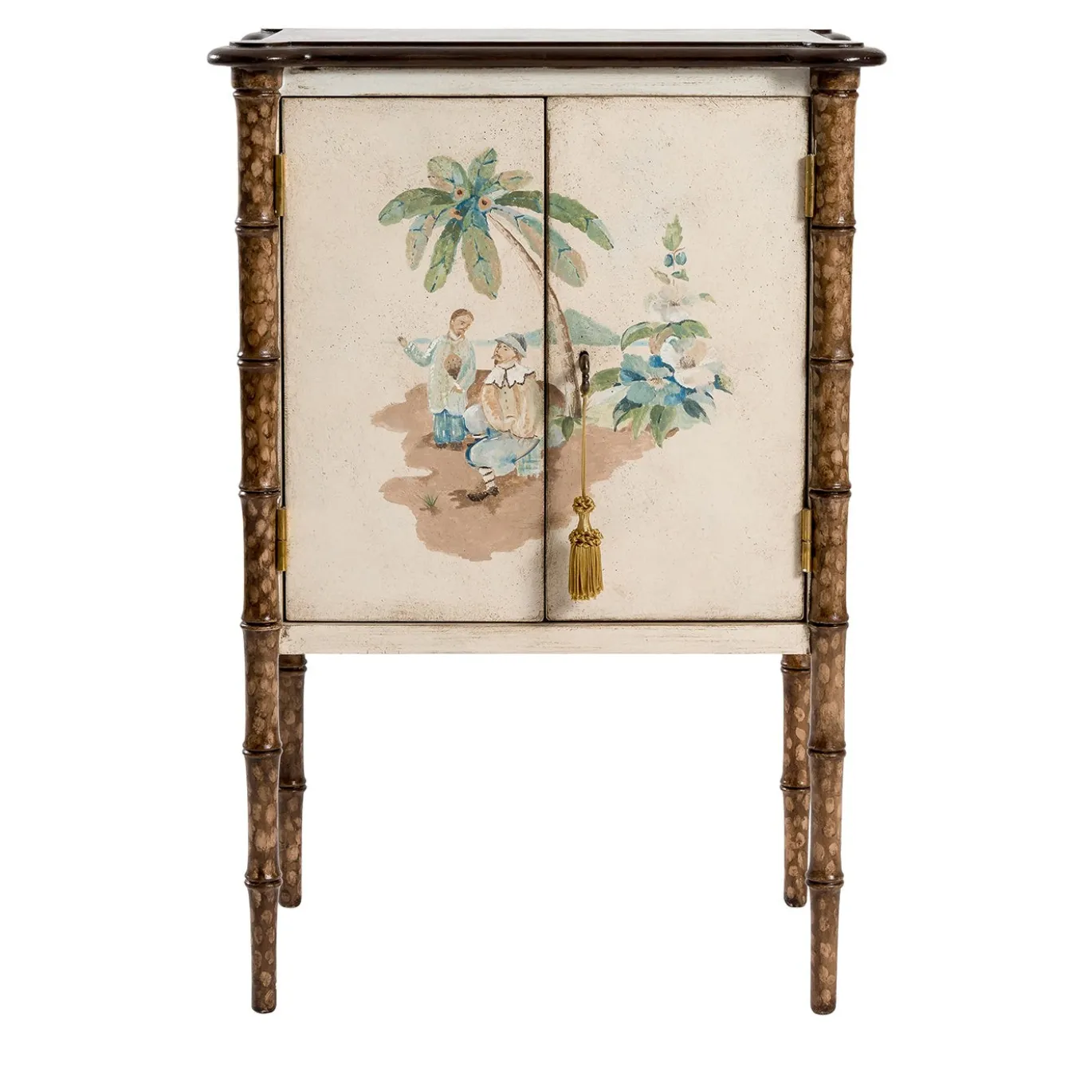 Comodino Lombardia Bamboo con Motivo Chinoiserie