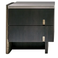 Comodino Outfit in Rovere Termocotto con Dettagli in Bronzo