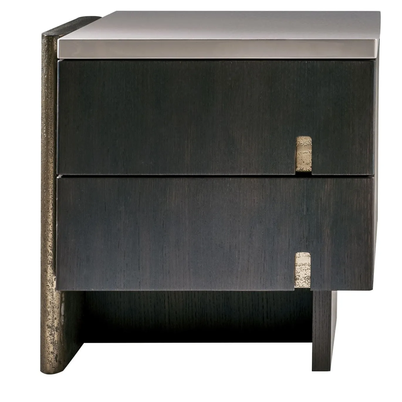 Comodino Outfit in Rovere Termocotto con Dettagli in Bronzo