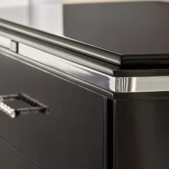 Comodino Vanity nero a 2 cassetti con dettagli cromati
