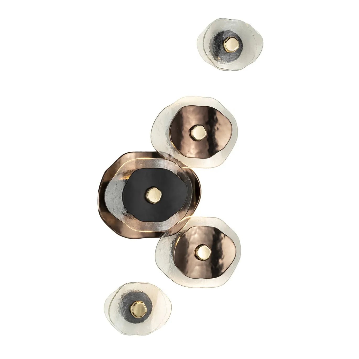 Composizione di 5 lampade da parete Floret in vetro