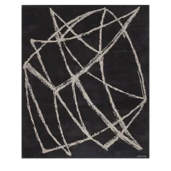 Composizione 1956 Tappeto astratto in lana nera di Manlio Rho