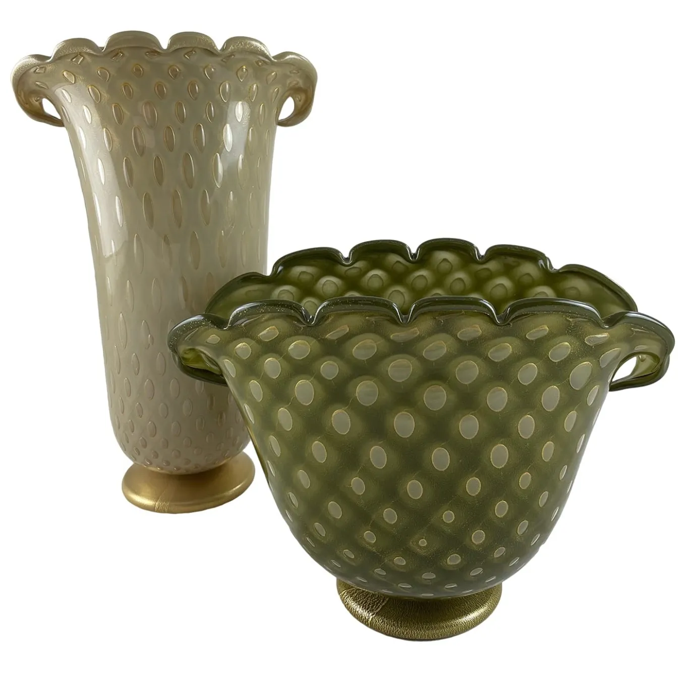 Conchiglia Vaso piccolo in vetro verde zoomorfo