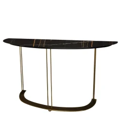 Console Aureola con piano in marmo nero di Guinea
