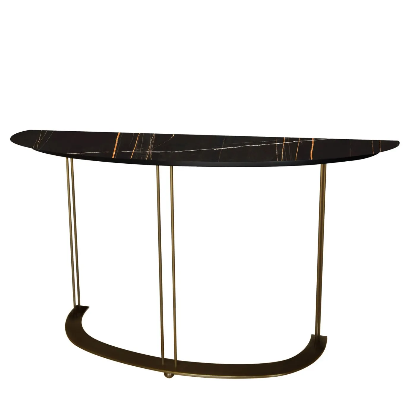 Console Aureola con piano in marmo nero di Guinea