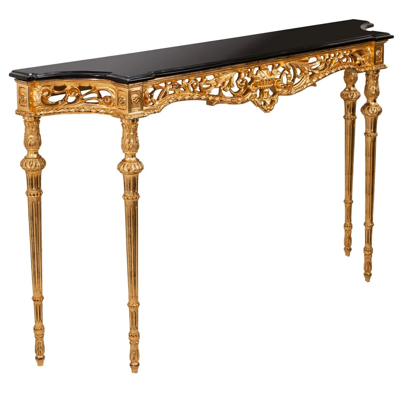 Console dorata e nera in stile Luigi XVI