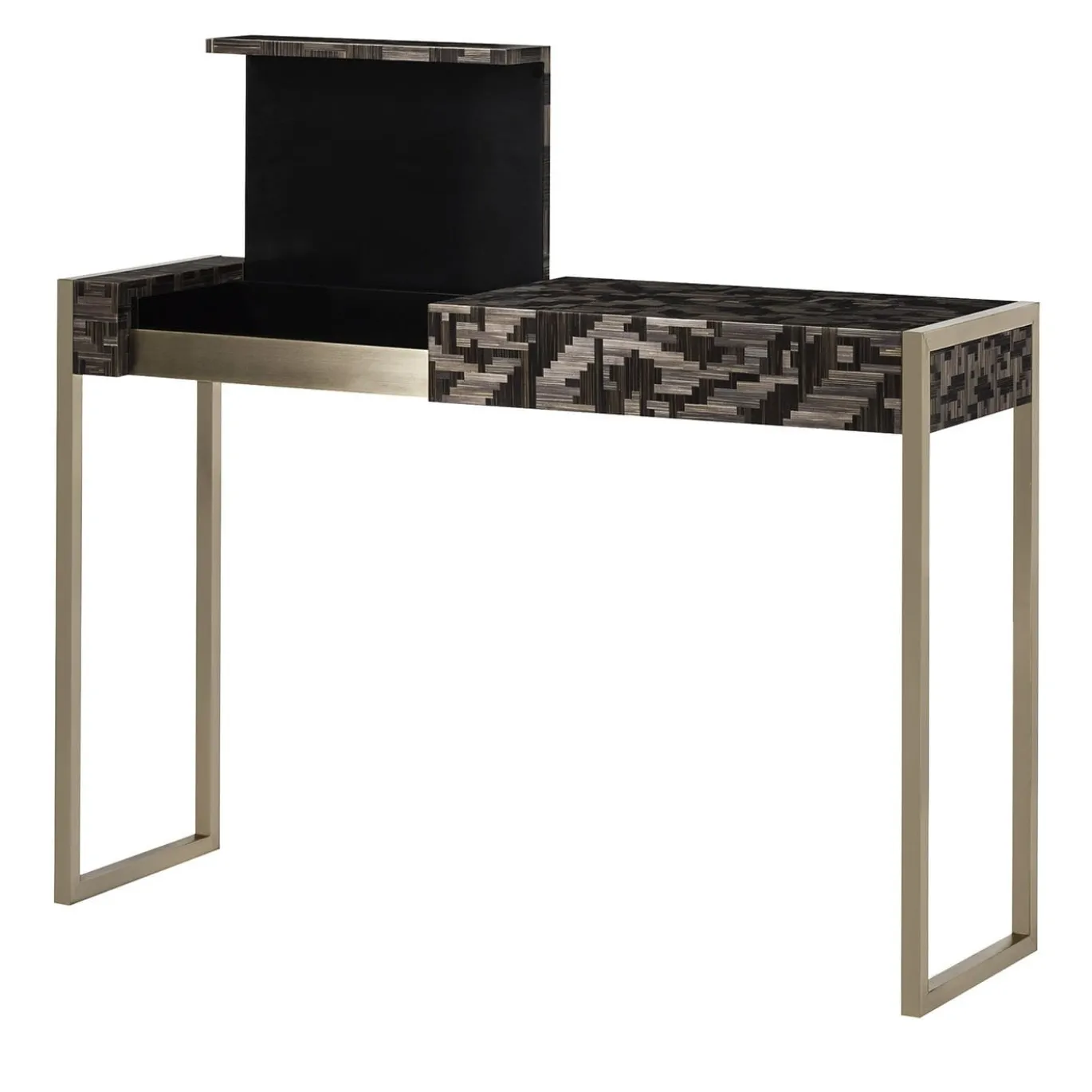 Console Evans Intarsio di paglia in bronzo