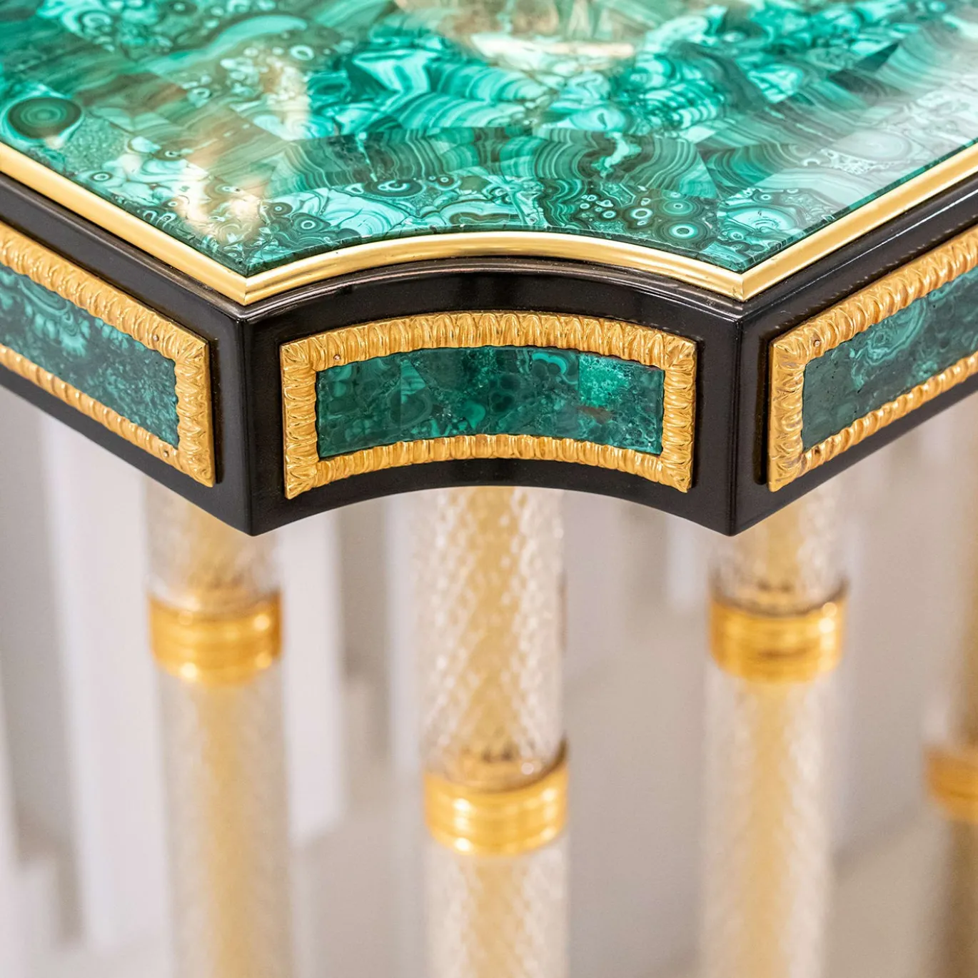 Console in cristallo e bronzo