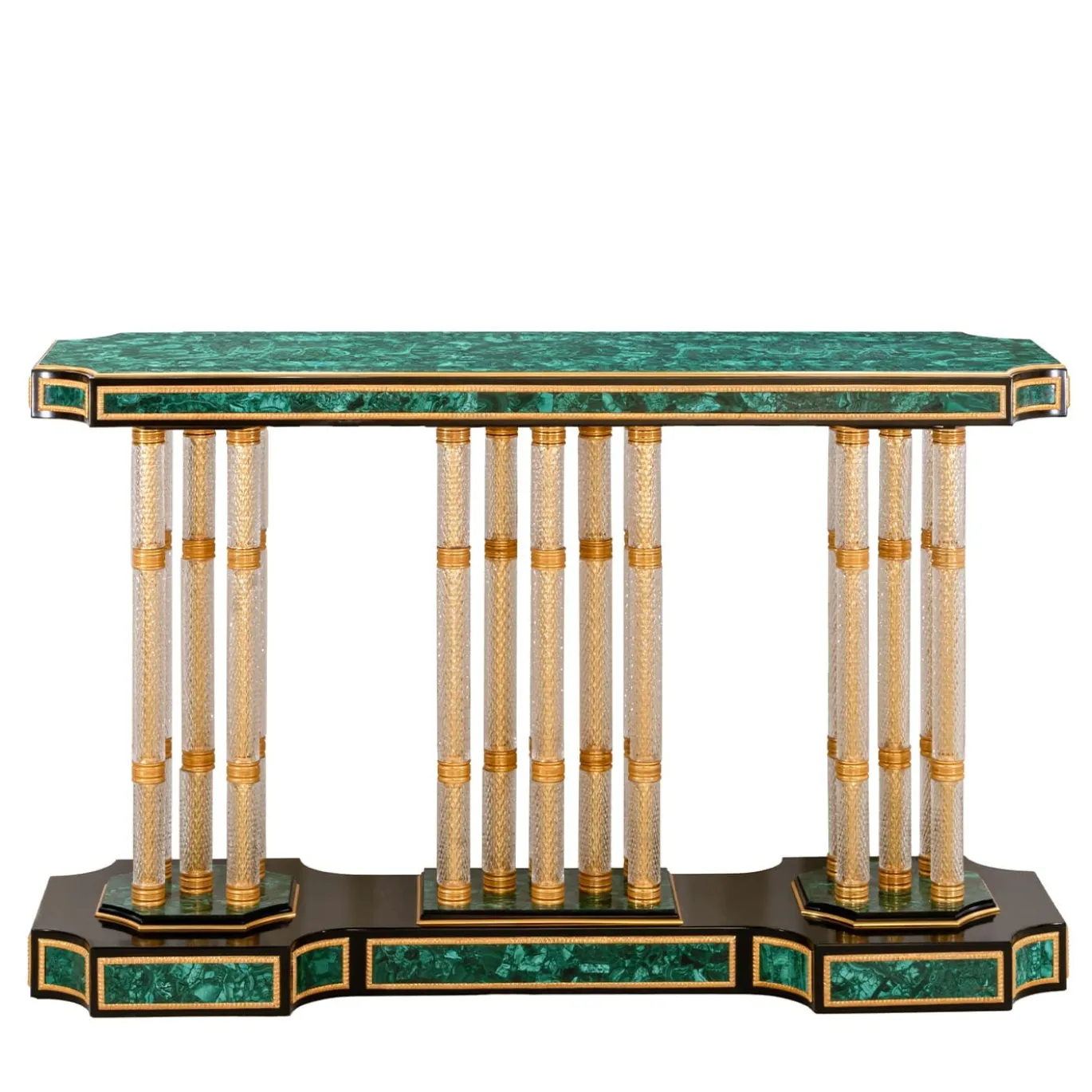 Console in cristallo e bronzo