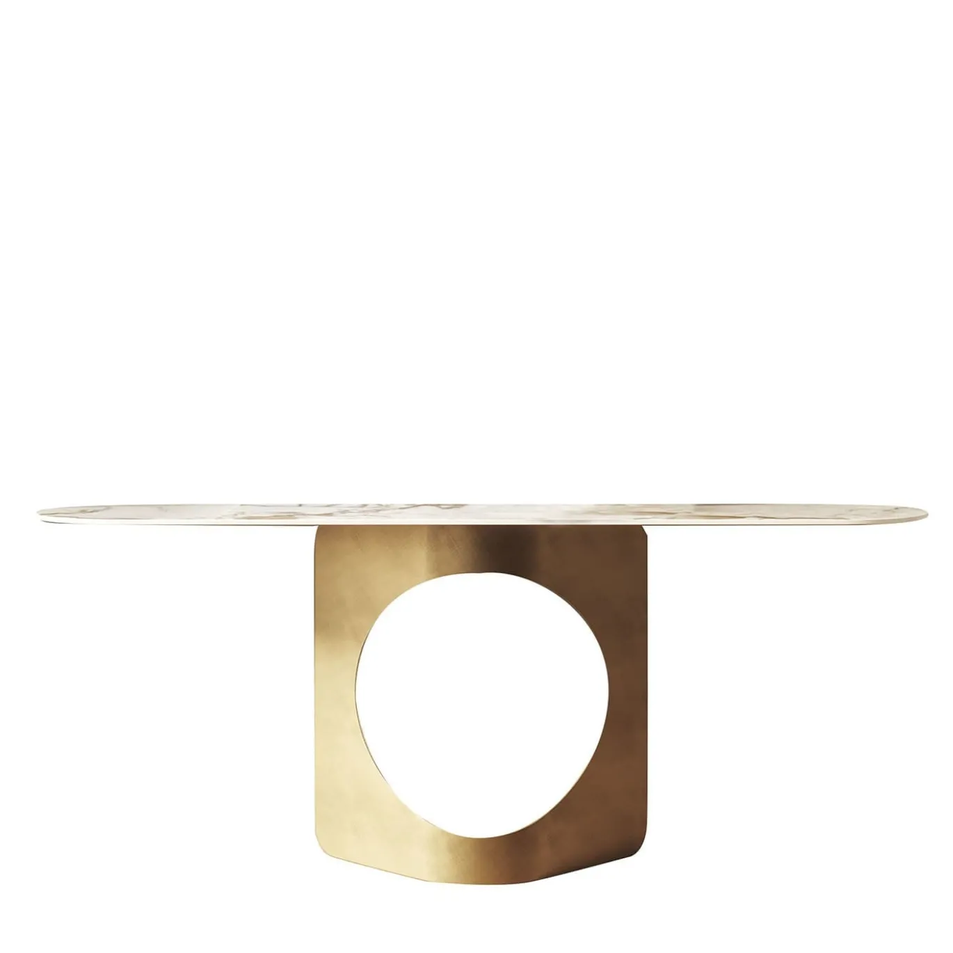 Console in gres marmorizzato e metallo bronzato Hole