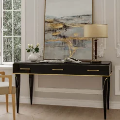 Console in legno laccato nero con cassetti della collezione Studio Privè