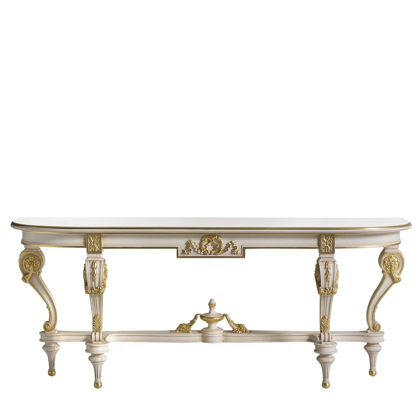 Console in legno massello bianco in stile Luigi XVI