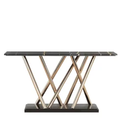Console in Ottone Oro Cesar con Piano in Marmo Black Tunisi