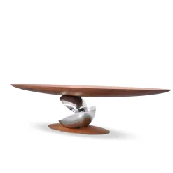Console Lama in legno di noce e acciaio inossidabile