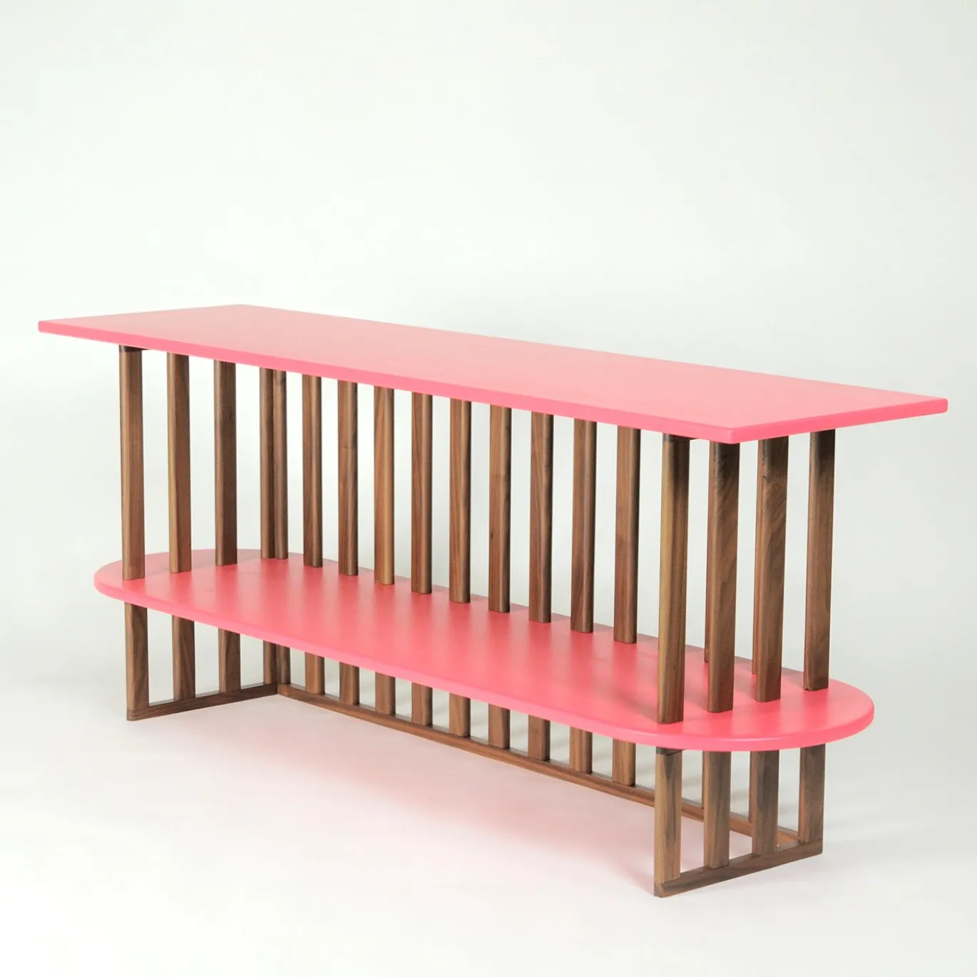 Console Lido in legno rosa a due livelli