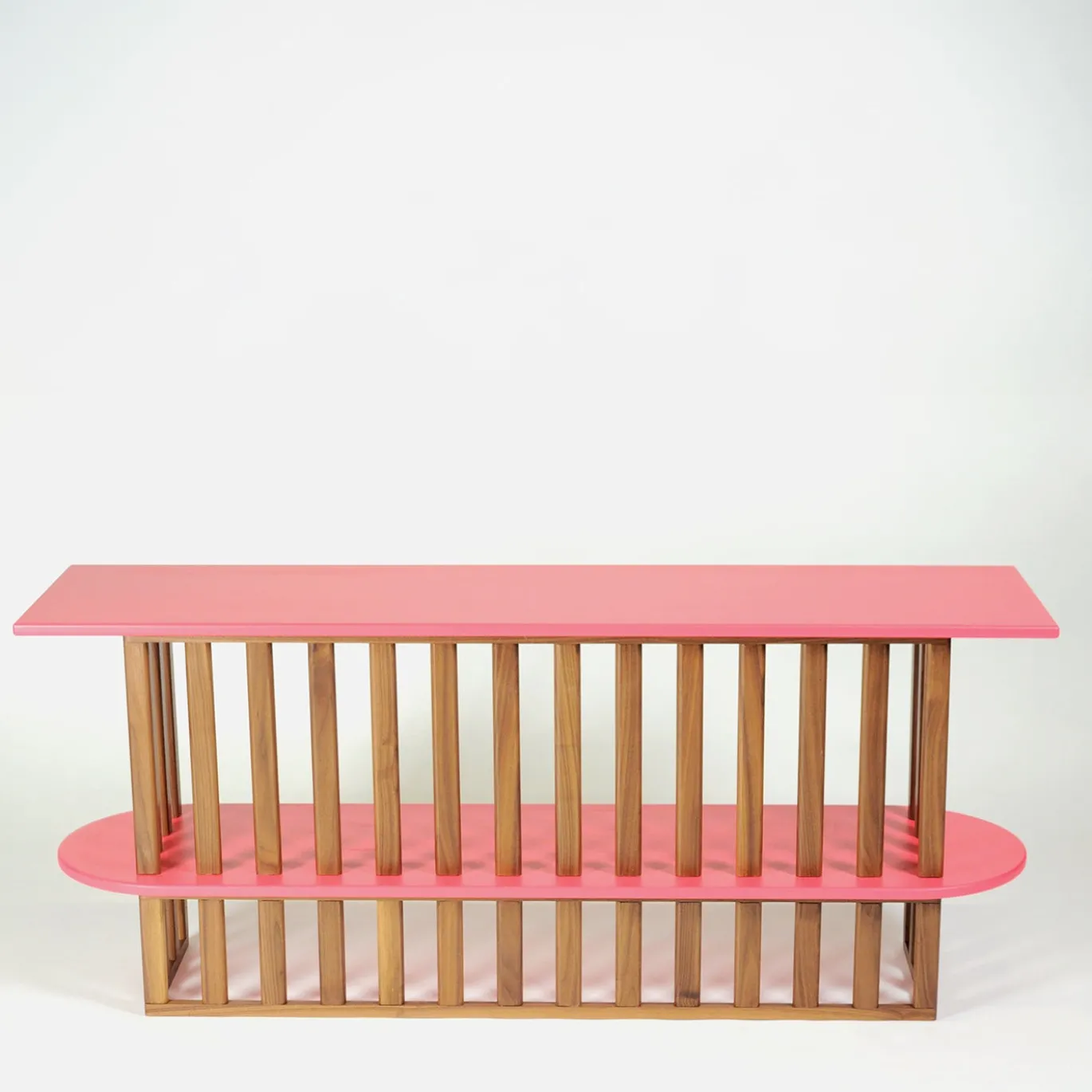 Console Lido in legno rosa a due livelli