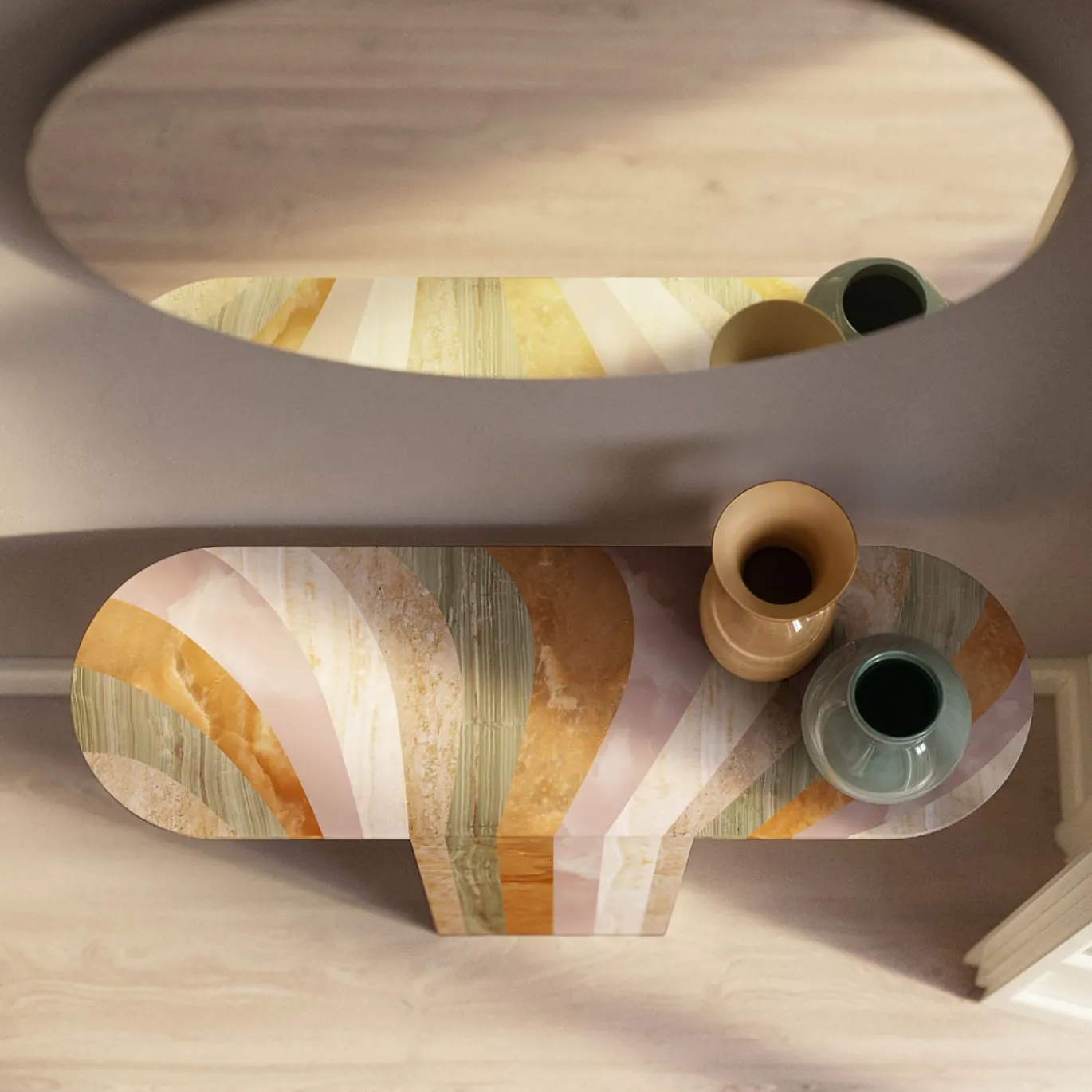 Console Marea Aquarel Edition Polychrome di Patricia Urquiola