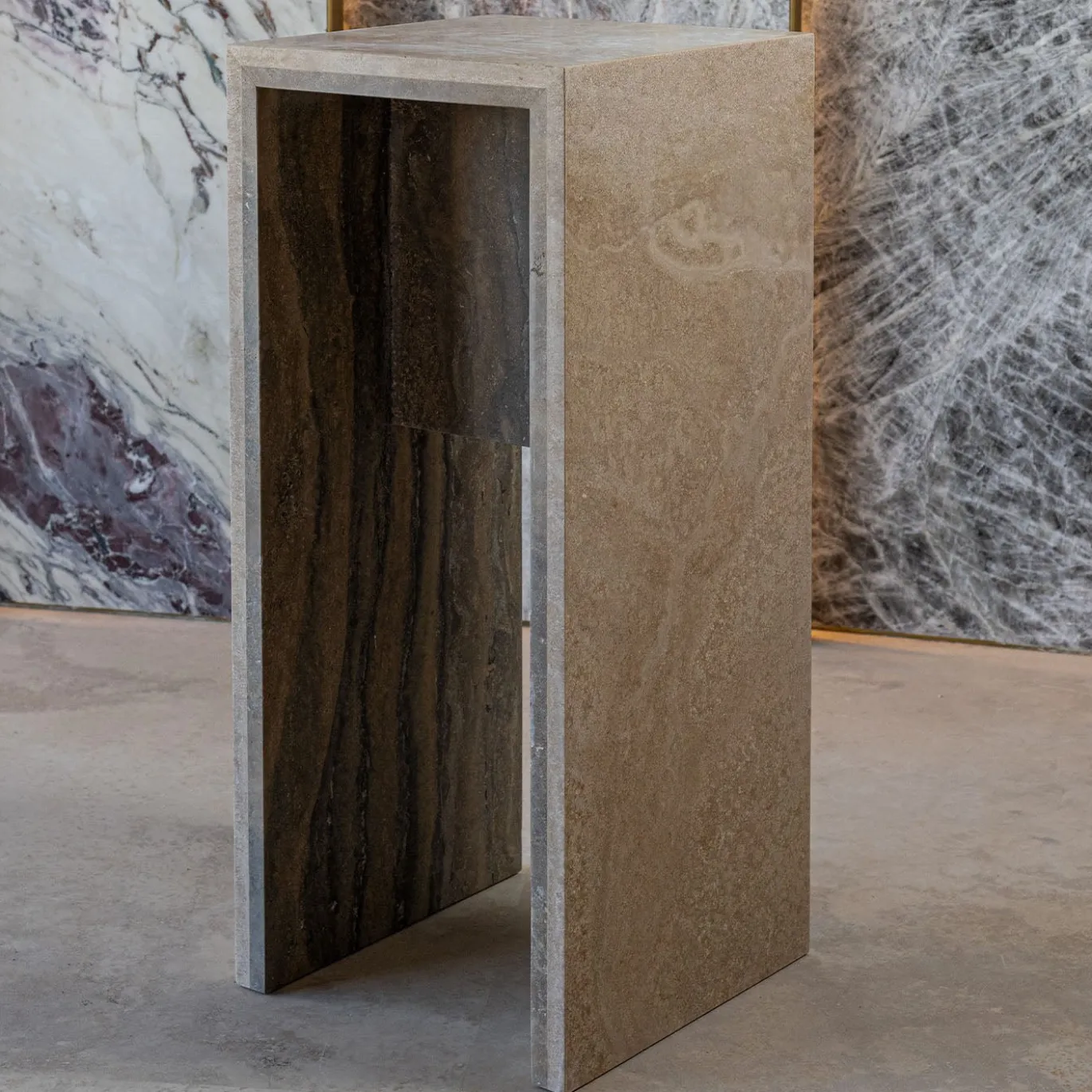 Console Minimalista in Travertino Titanium